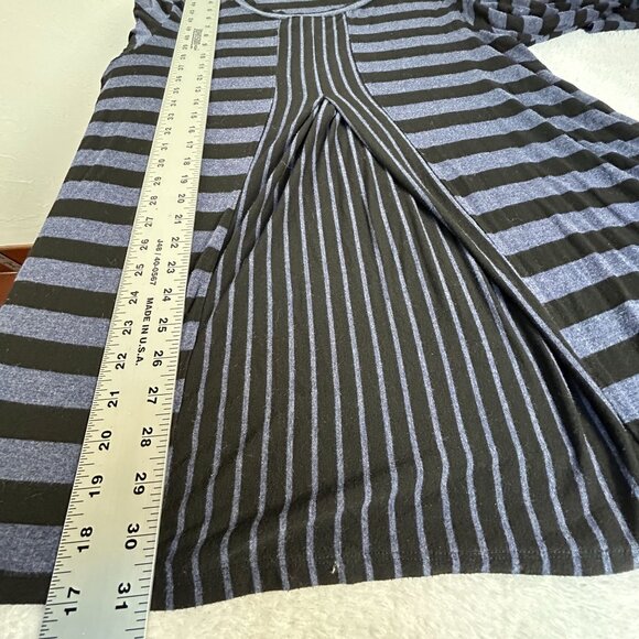 Habitat Womens Striped Long Sleeve Swing Tunic XL Rayon Blend Stretch Black Blue - Picture 8 of 8